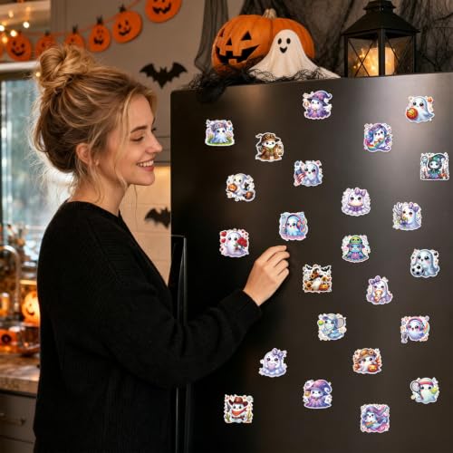 Sitsink Cute Halloween Magnets for Fridge - 20 Pcs Cute Ghost Fridge Magnet Halloween Theme Magnetic Refrigerator Stickers for Home Office Mailbox Cruise Door Decoration - image 4