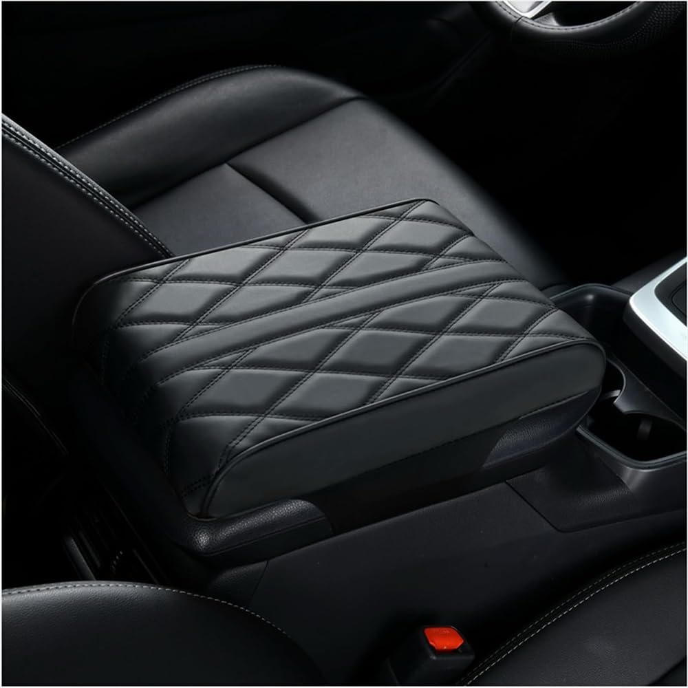 Gjbhn Black Car Armrest Box Pad For Opel Vauxhall Grandland X 2018 2019-2023 2024 Leather Car Armrest Seat Box Cover Protector Waterproof Center Console Cover Pad Decoration Accessories,