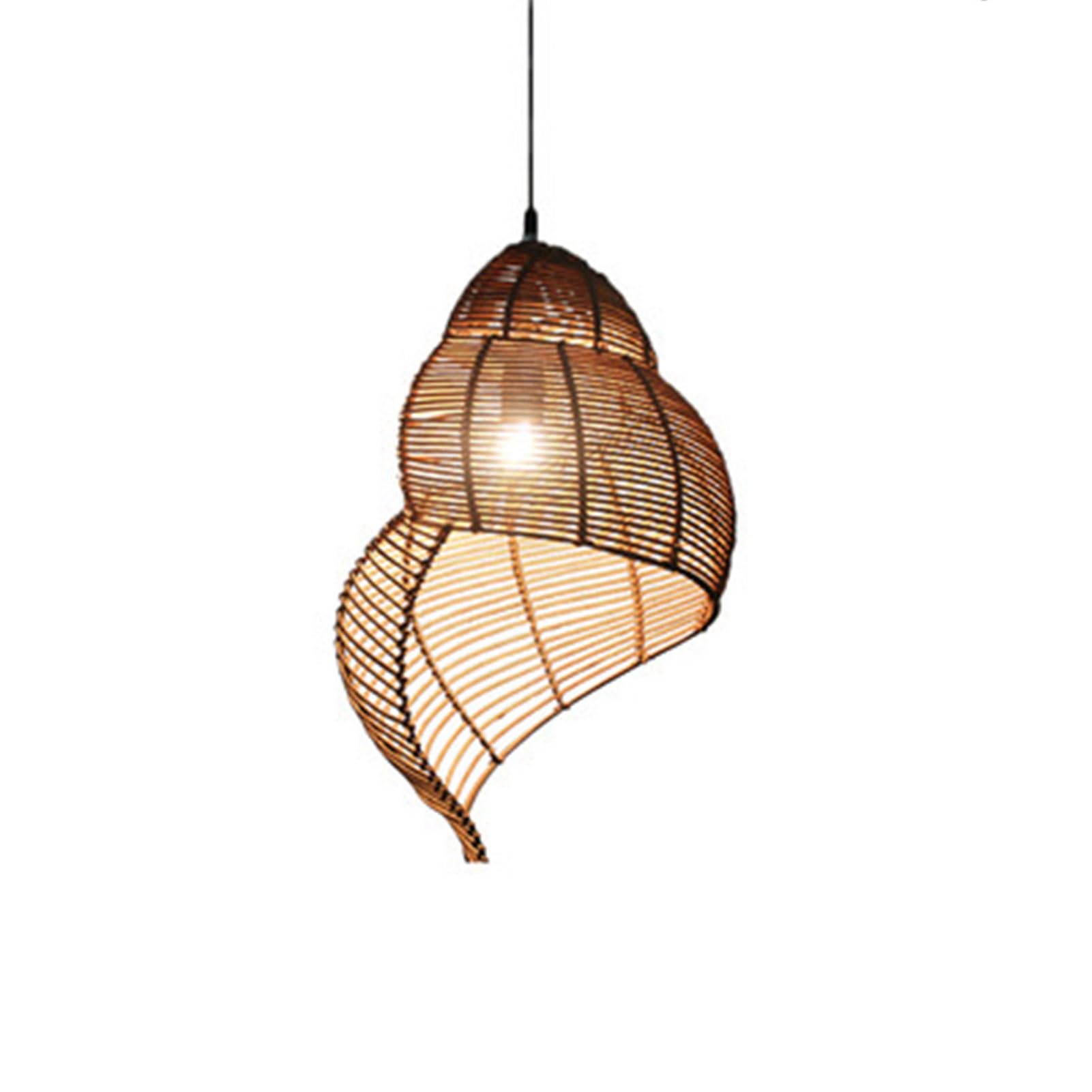 KXEcoLife LED Ceiling Light Fixture, Flush Mount Chandelier, Wicker Weave Pendant Bistro Suspended Fixture for Dining Living Room Bedroom Restaurant (Coffee Col