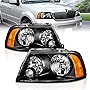 AmeriLite Headlights Black Amber for Lincoln Navigator - Passenger and Driver Side
