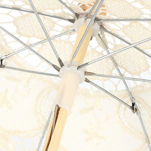 Yinhing Koronkowy Parasol Parasol na Wesele w Stylu Vintage Koronkowy ślubny z Misternym Wykończeniem Pluszowy Beżowy Rekwizyt Fotograficzny ślubny (Beżowy)