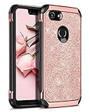 BENTOBEN Google Pixel 3 XL Case, Slim Glitter Bling Girl Women Sparkly Phone Cases Non-Slip Scratch Proof Heavy Duty Hybrid 2 in 1 Shockproof Protective Phone Cover for Google Pixel 3 XL, Rose Gold