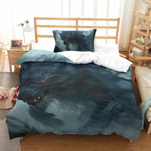 Parure de lit loup 3D housse de couette microfibre single - 2
