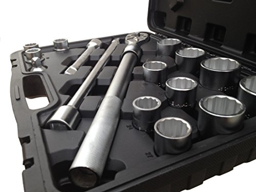 GrecoShop Kit 16 Bussole Poligonali 3/4" in Cromo Vanadio con Cricchetto Telescopico