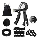 Fortalecedor de Agarre, Agarrador de Mano Ajustable Fortalecedores de Mano, Fortalecedores de Agarre Kit de Entrenamiento para la versión de Entrenamiento de Mejora Muscular (Negro)