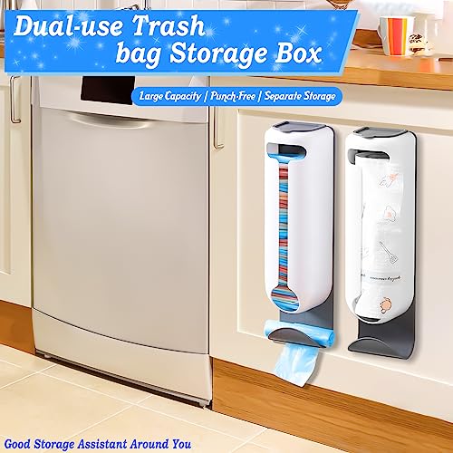 MOYACA Wandmontage-Organizer für Plastiktüten mit Kleber, Lebensmitteltüten-Sparer-Aufbewahrung, Küchenrolle, Frischeschutzpaket und Einkaufstütenspender, für Küche, Badezimmer, Flur, Büro