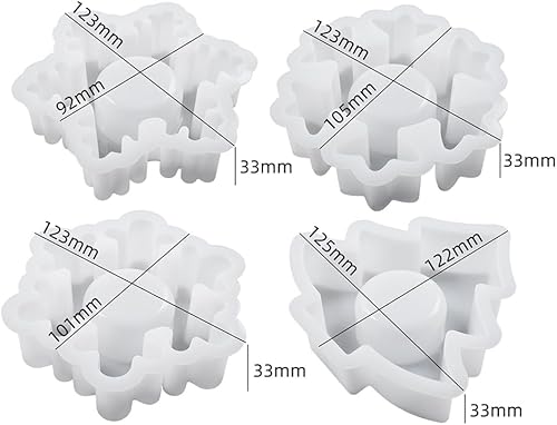 Miniatura 2 de Moldes de vela 4 moldes de bandeja para velas para árbol de Navidad, moldes de silicona de copo de nieve para hacer velas, moldes de manualidades