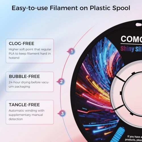 Image of Comgrow Silk PLA 3D Printer Filament, Dual Color 2 in 1 Blue and Rose Red, 3D Printing PLA Filament 1.75mm, Dimensional Accuracy + /- 0.02 mm, 1KG Spool, Coextrusion Shiny Silk 3D Filament
