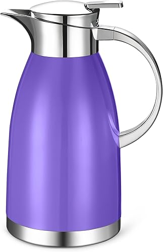 Haosens Jarras térmicas para café (64 onzas) de acero inoxidable 188, termo de doble pared para mantener el té caliente, agua y café (morado)