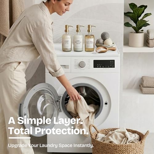 Image of 1 PC Washer and Dryer Topper Protector Mat 25 inchx25 inch, Laundry Washing Machine Top Cover Non-Slip, Waterproof, Silicone Large Washer and Dryer Covers for Top (White Opal)