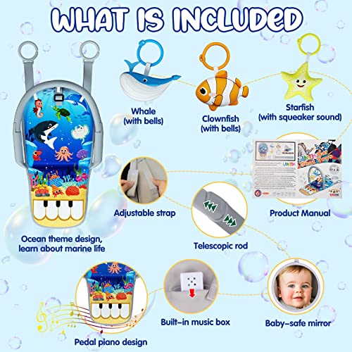 Car Seat Toys For Baby Toys 6 To 12 Months, Adjustable Carseat Toys With Musical Pedal Piano, Baby Travel Toys With Baby Mirror And Hanging Squeaky Sensory Soft Infant Toys, Baby Car Toys Rear Facing #TOP3