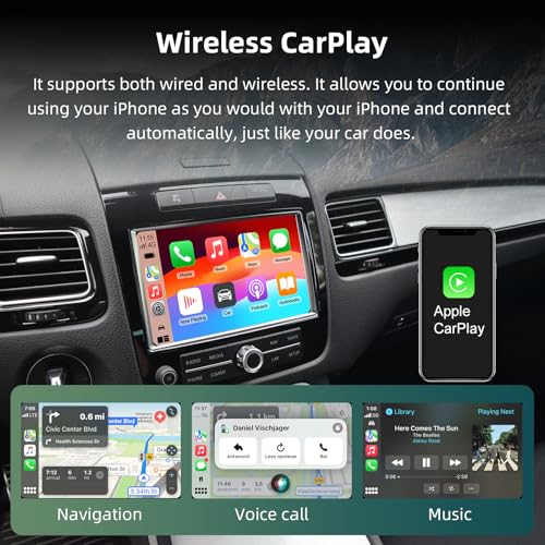Image of Wireless Carplay Android Auto Adapter for VW Touareg 2011-2017 with 2.4G /5.8G WiFi and Bluetooth 5.0, Carplay Retrofit Kit Decoder for VW Touareg 2012 2013 2014 2015 2016 with Mirrorlink, Siri, GPS