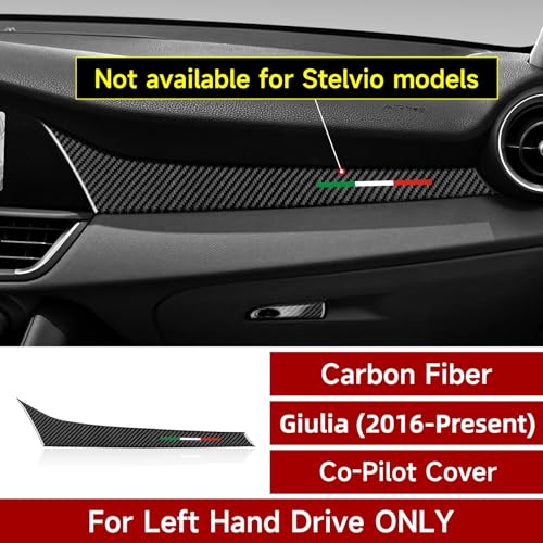 Image of Car Trim Carbon Sticker Decal Co-Pilot Cover Passenger Decor fits for Alfa Romeo 952 Giulia 2016-2026 Accessories - Stelvio NOT FIT