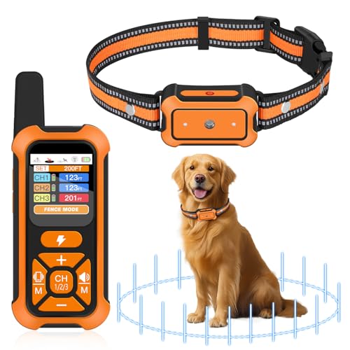 LYZPET 3-in-1 Wireless Dog Fence System: Ultra-Precise ±1Ft, Electric Shock Fence Featuring Indoor...