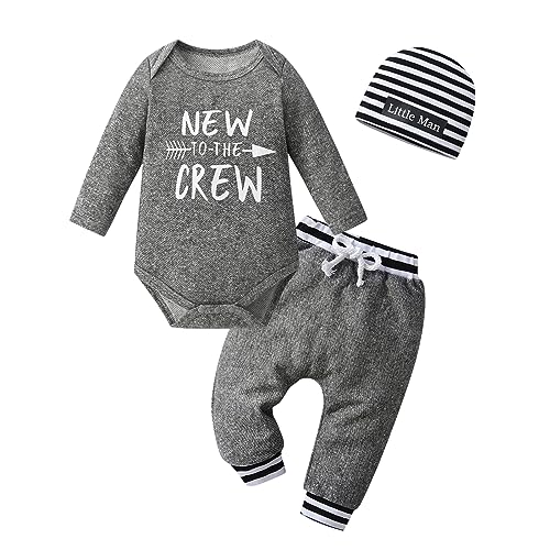Image of KuKitty Newborn Infant Baby Boy Clothes Long Sleeve Romper + Pants + Hat 3PCS Outfits Set