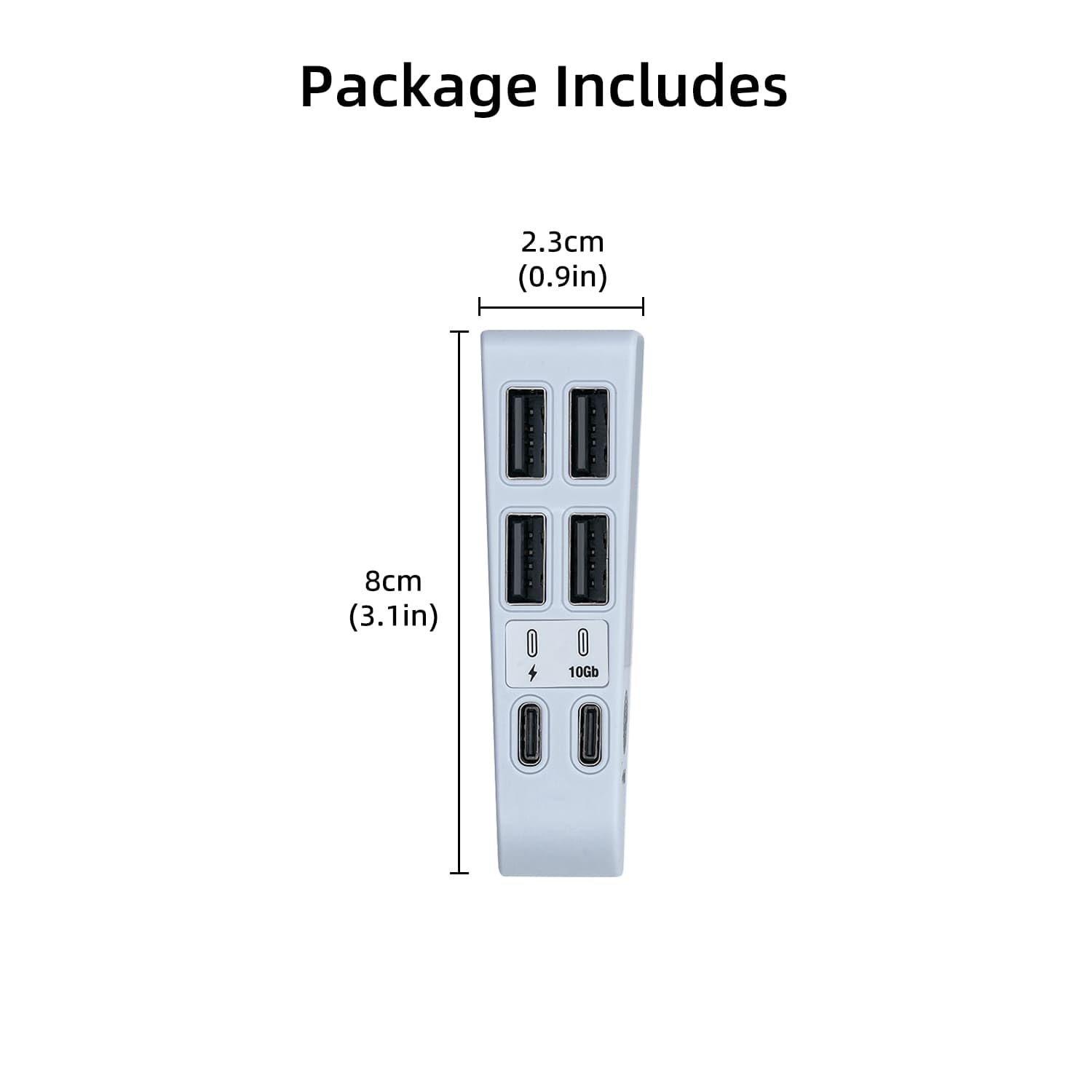 Hub USB 6 en 1 pour PS5 Slim Disc/Digital - Extension de Port USB, Adaptateur de Charge pour Manette, Type-C 3.1 + 4 USB-A 2.0 - Blanc