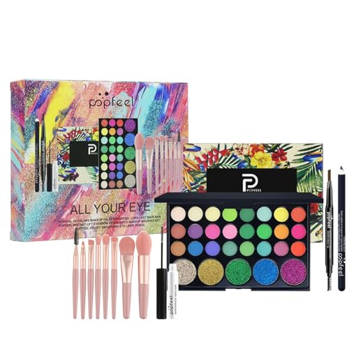 Kit de Maquillaje, Set Maquillaje Mujer, Estuche Maquillaje Mujer, Set de Regalo de Maquillaje Kit de Inicio Completo con Sombras de Ojos, Fundación, Maletín Maquillaje para Niñas Mujeres