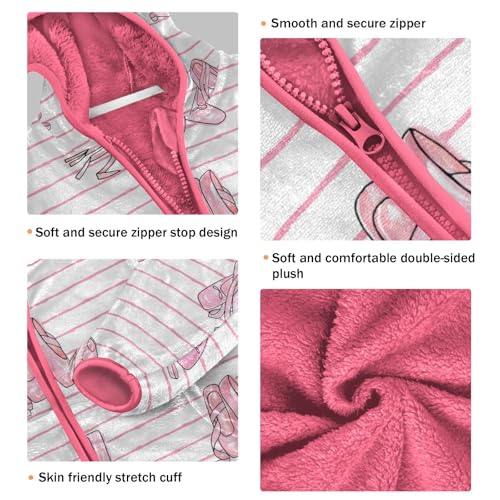 Girls Boys Fleece Jacket Coat for Toddler Ballet Shoes Pattern with Pockets, Zip Up Hoodie Winter Warm Outerwear Size 4T3