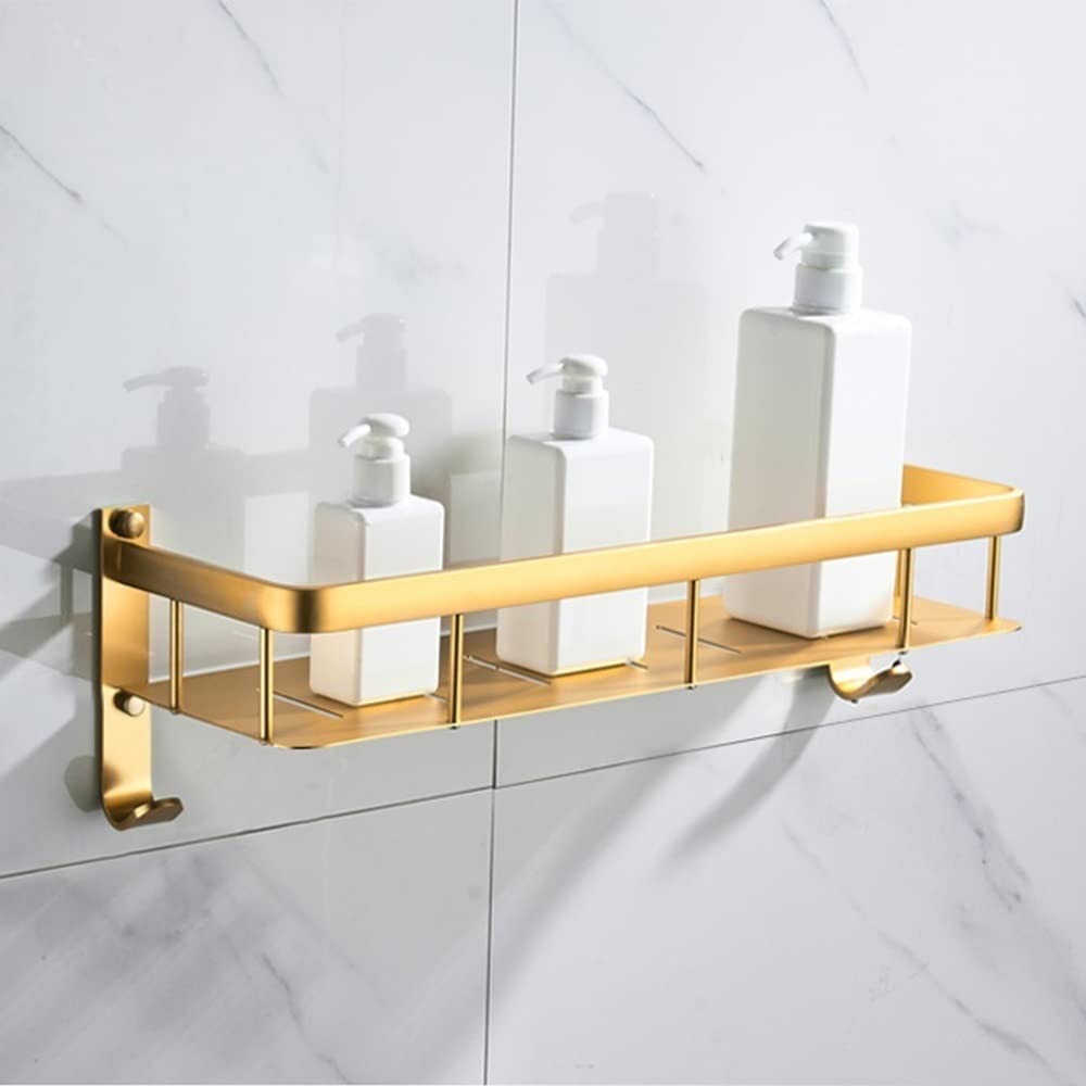 Étagère panier de cuisine ou douche dorée de 50cm en alu perforé
