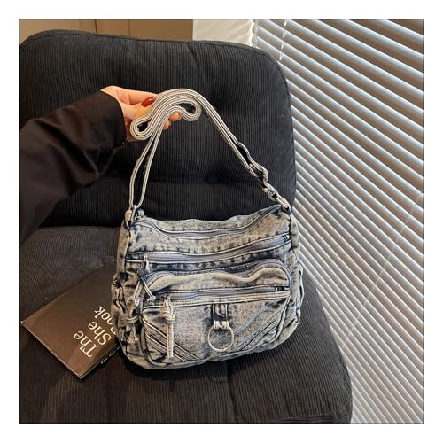 Bolso bandolera de mezclilla retro para mujer miniatura 6