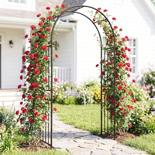 Giantex Garden Arch Outdoor Metal Arbor Trellis, 86'' Heavy Duty ...