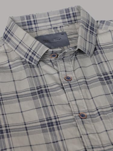 Image of Majestic Man Stylish Slim Fit Cotton Spread Collar Checked Casual Shirt