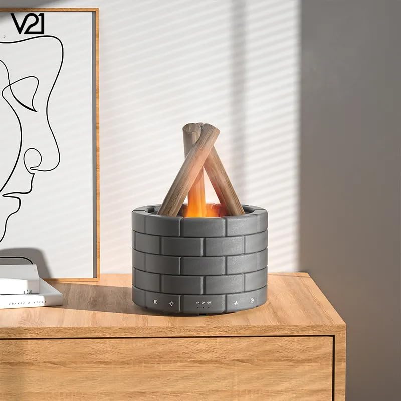 V21® Wireless Remote Control USB Mist Fragrance Humidifier – 250ML Bonfire Flame Diffuser with Adjustable Mist & LED Light for Home, Office & Bedroom (Black)-image-47