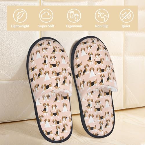 Beagle Dog On Brown Print House Slippers For Women And Men,Soft Slippers With Memory Foam,Non-Slip Indoor Home Shoes2