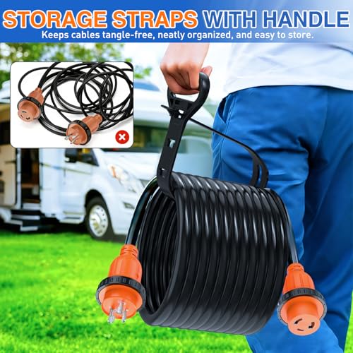 Image of Nilight 30 Amp 25FT Generator Extension Cord 3 Prong Shore Power Cords with Locking Waterproof NEMA L5-30P L5-30R Cable Heavy Duty 10AWG ETL Listed for RV Marine Boat Generators Outdoor Use