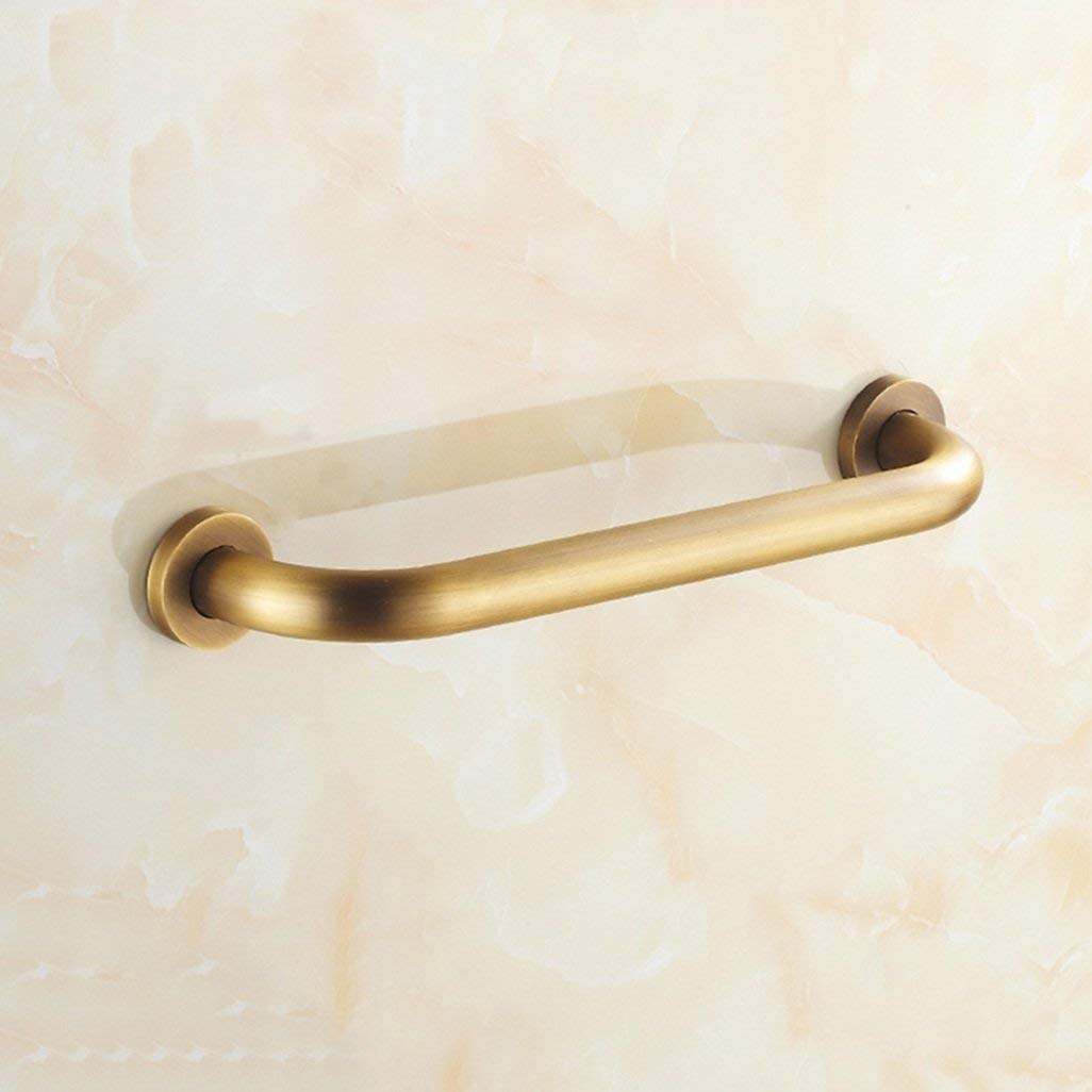 Pasamanos Mango De Seguridad Barras De Agarre Latón Acabado Cepillado Montado En La Pared Pasamanos para Ancianos/Discapacitados Ayuda para Inodoro/Ducha Baño/Oro/35 Cm