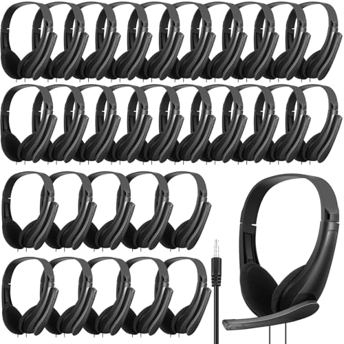 Écouteurs filaires Yunsailing micro classe école ordinateur lot de 30 casque noir 3.5mm