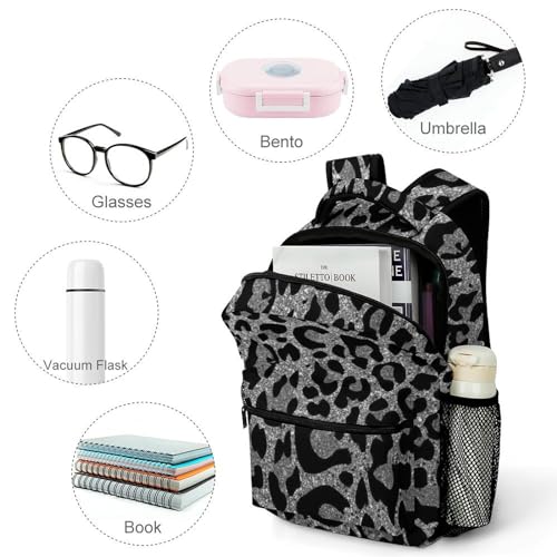 Leopard Print Cheetah Pink Backpack School Bags Bookbags for Teen Kids Travel Camping Daypack3