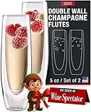 EparΓ© Double Wall Stemless Champagne Flutes Glass - Set of 2 Lightweight Mimosa and Prosecco Glasses for Bridal Shower, Bridesmaid Gift - Modern Stemless Champagne Glasses