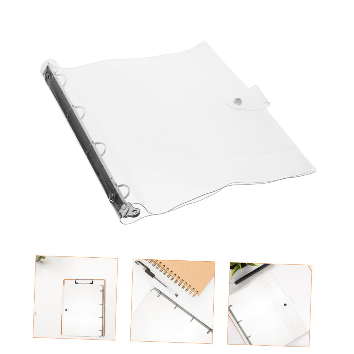 3 Stück Transparente Ringbuch Ordner Teiliges mit Kreativem Knopfverschluss Multifunktionale Dokumentenmappe für Büro Schule und Zuhause Robuster Organizer für Effiziente Ablage