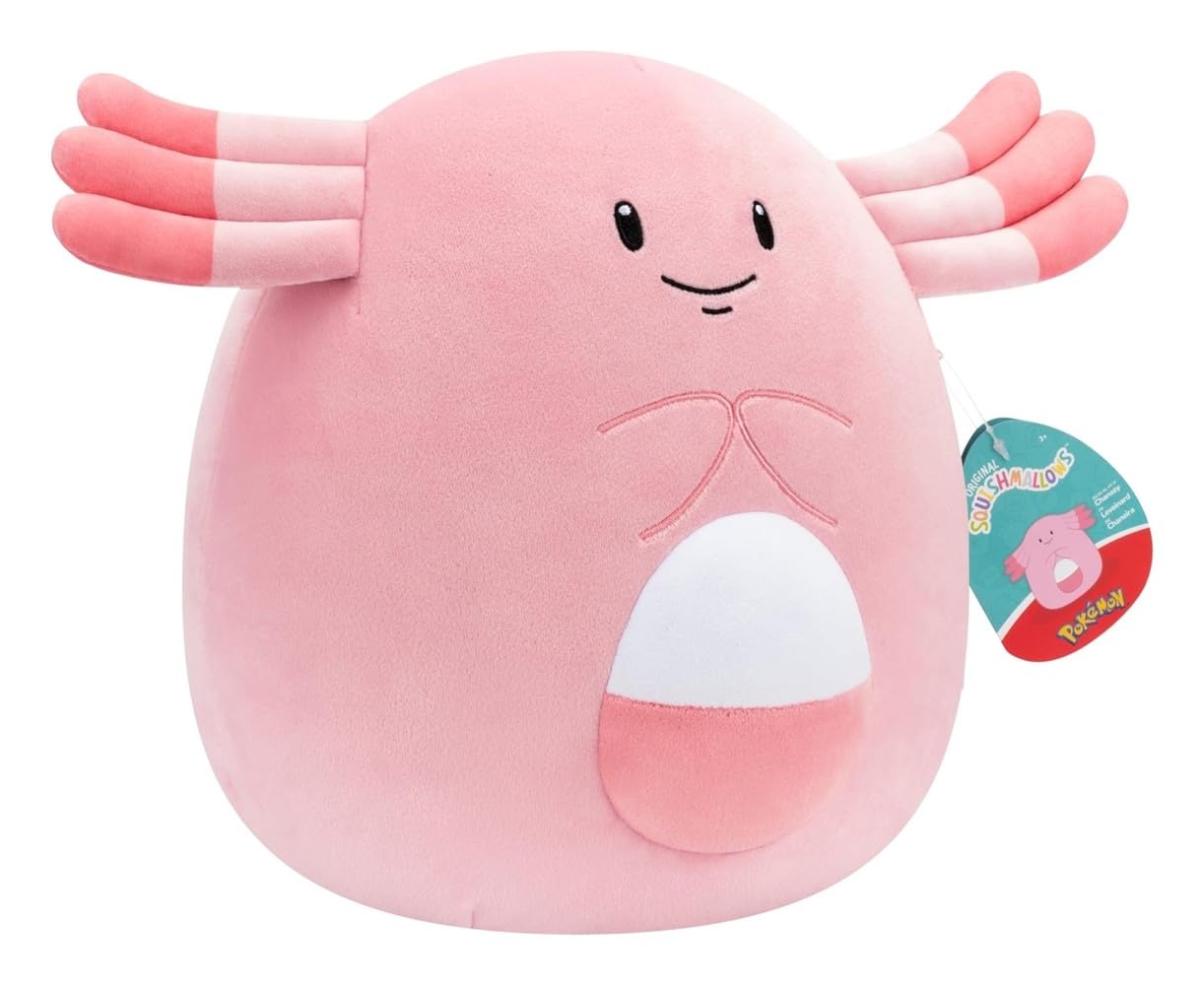 Pokemon Squishmallows - 25 cm Chansey - 10" inch pink/white stuffed plush toy - official Pokémon toy for children 2+ years.