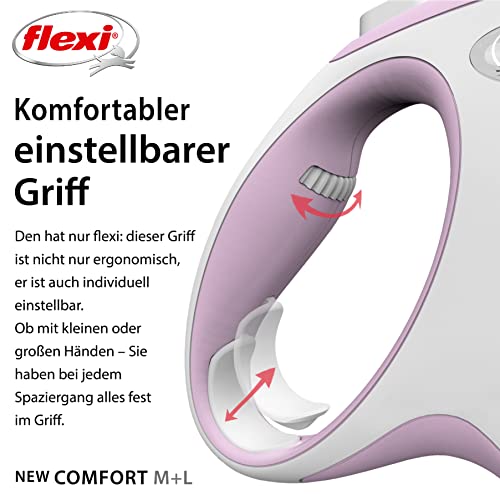 flexi® Comfort M Gurt 5 m rosa, Roll-Leine für Hunde bis 25 kg