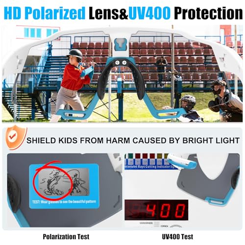 Image of X-TIGER Polarized Kids Sunglasses Youth Baseball Sunglasses UV400 Boys Girls Sports Sun Glasses for Softball Cycling Scooter