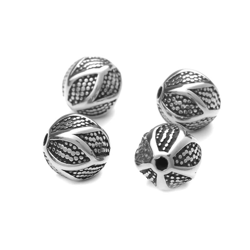 304 Stainless Steel Beads Round Geometric Bead for DIY Jewelry Making Supplies 9mm Dia., Hole: 1.5mm, 1 PC - (Color: 3)