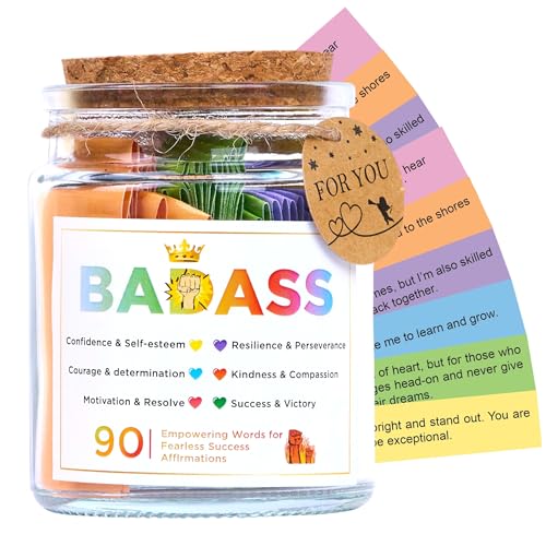 SOLMAYCO Badass Affirmations for Women - 90 Daily Cards for Confidence, Badass Gifts For Women & Positive Affirmations Cards in a Jar