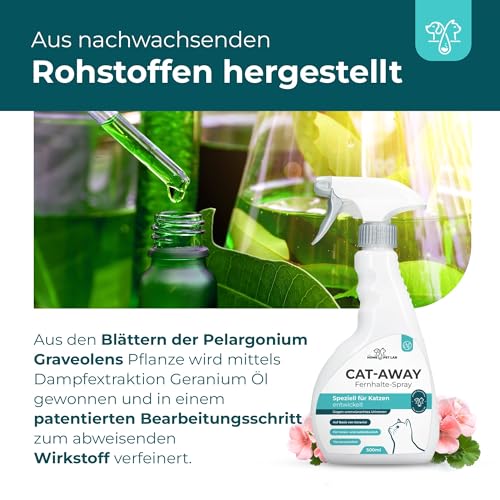The Home Pet Lab Katzenabwehrspray Cat-Away gegen Urinieren & Kratzen - 500 ml - Fernhaltespray Katze für Innen und Außen - Katzen Schreck zur effektiven Katzenabwehr auf Geraniol-Basis