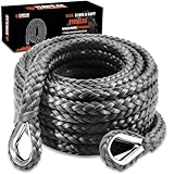 YUNPEAK Winch Rope Extension, 3/8'' x 50ft 27,000Lbs Synthetic Winch Extension Rope, Winch Extension Line for Off Road Vehicle ATV UTV SUV Jeep (Gray)