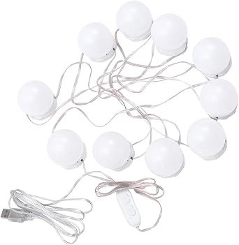 Vanity LED Light Bulbs 10pcs USB Powered Cosmetic Mirror Light Kit Adjustable Brightness for Makeup and Dressing Room