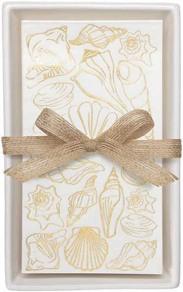 Santa Barbara Design Studio 20 Absorbent 3-Ply Paper Napkins, Cocktail Size (5" Square Napkins), Blue Fishes