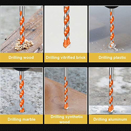 5Pcs Ultimate Triangle Drill Bits Set, Multifunctional Twist Drill Bit Tungsten Carbide Drill Bit Tip Punching Hole Working Tools for Tile,Concrete, Brick, Glass, Plastic, Wood and Ceramic