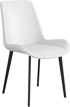 EYPKPL Dining Chairs Set of 6 Mid Century Modern Armless Kitchen Chairs PU Leather Seat and Carbon Steel Legs Dining Room Chairs Accent Side ChairsWhite