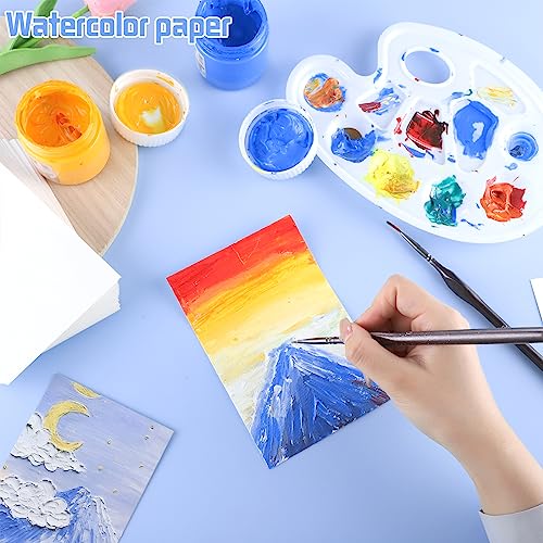 Image of 120 Sheets Watercolor Paper Bulk, 140 lb /300 GSM White Cold Press Paper Water Color Paper for Kids Child Students Adults Artists Drawing Gift Cards(4 x 6 Inch)