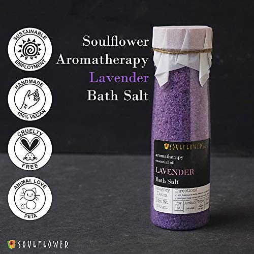 Soulflower Lavender Bath Salt For Soaking With Lavender Essential Oil For Women Men, 100% Natural Mineral-Rich Sea Salt, Body & Foot Spa, Ideal Gift Set For Men, 500G/18 Oz #TOP7