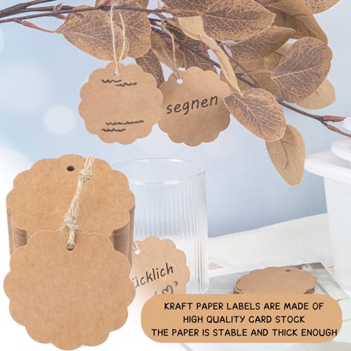 Miniatura 4 de 50 Pcs Etiquetas Papel Kraft, Etiquetas De Regalo, Etiquetas Personalisadas, Con Cuerda De Yute,Para Regalos De Boda, Artesanía Navidad Cumpleaños 4x4cm