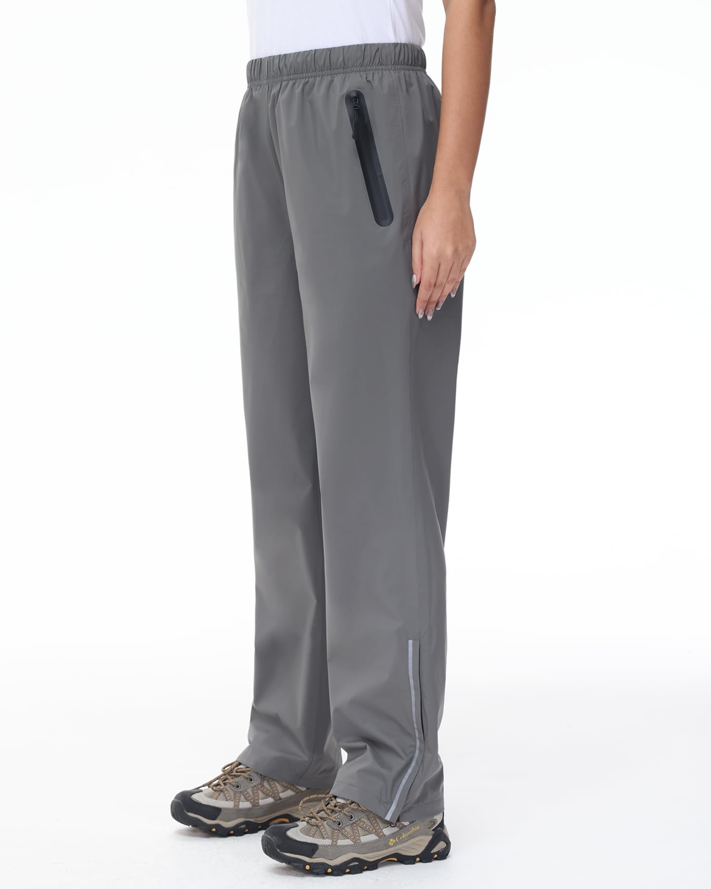 MOCOLY Reflektierende Fahrrad Regenhose Damen Überziehhose wasserdichte Matschhose Leichte Atmungsaktive Wanderhose Wasserdicht Hose für Outdoor Trekking und zum Angeln