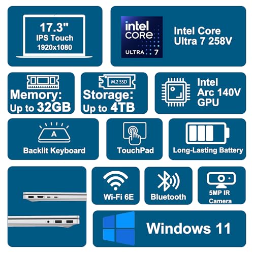 HP OmniBook 7 Laptop 17.3" FHD IPS Touch Intel 8-core 32GB 1TB SSD miniatura 3